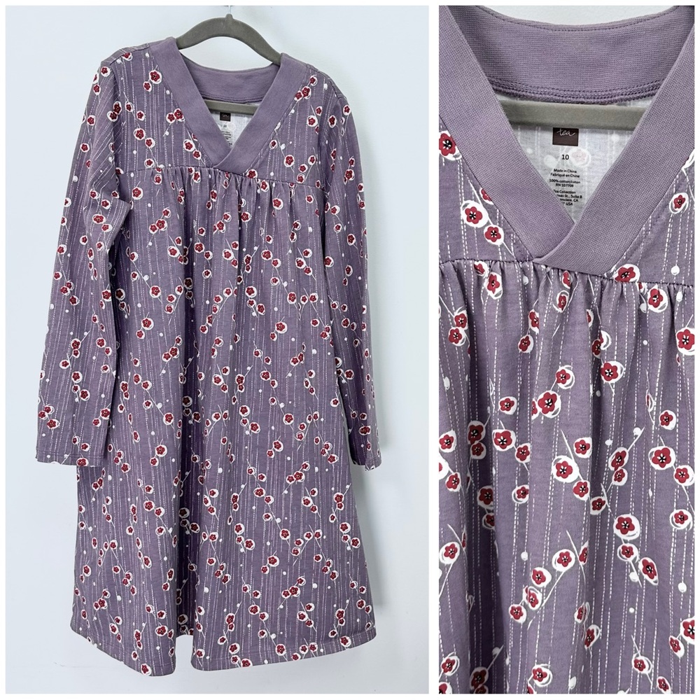 Tea Collection Floral Purple Trapeze Dress
